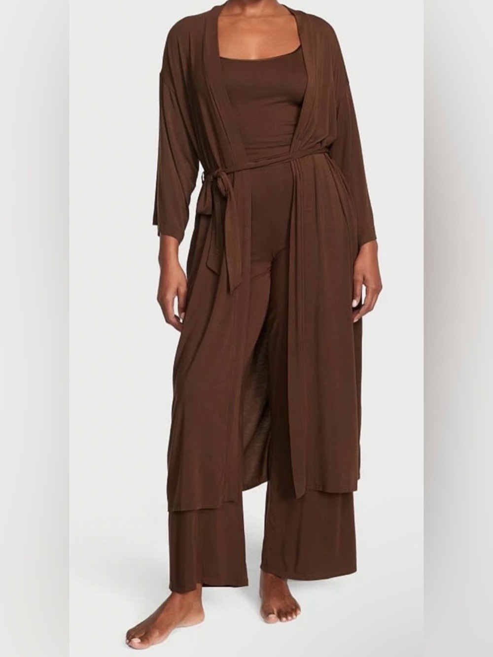 Victoria’s Secret Brown Lightweight Wrap Jumpsuit Set